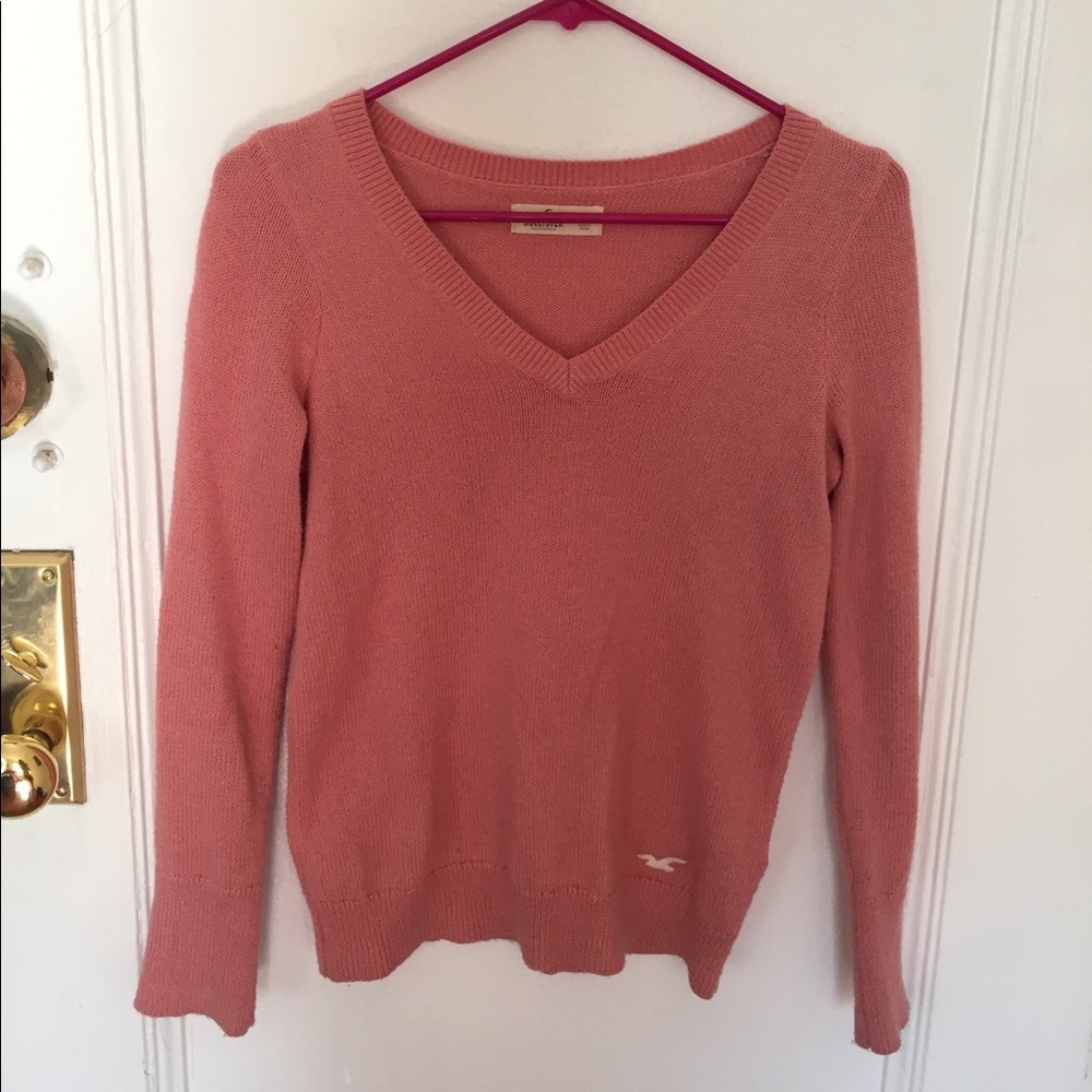 Pink v neck hollister sweater